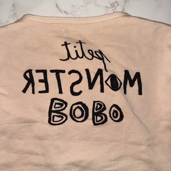 Bobo Choses Girls Pink Full Zip Graphic Top Long Sleeve 4-5 Petite Monster Spain - Picture 6 of 6